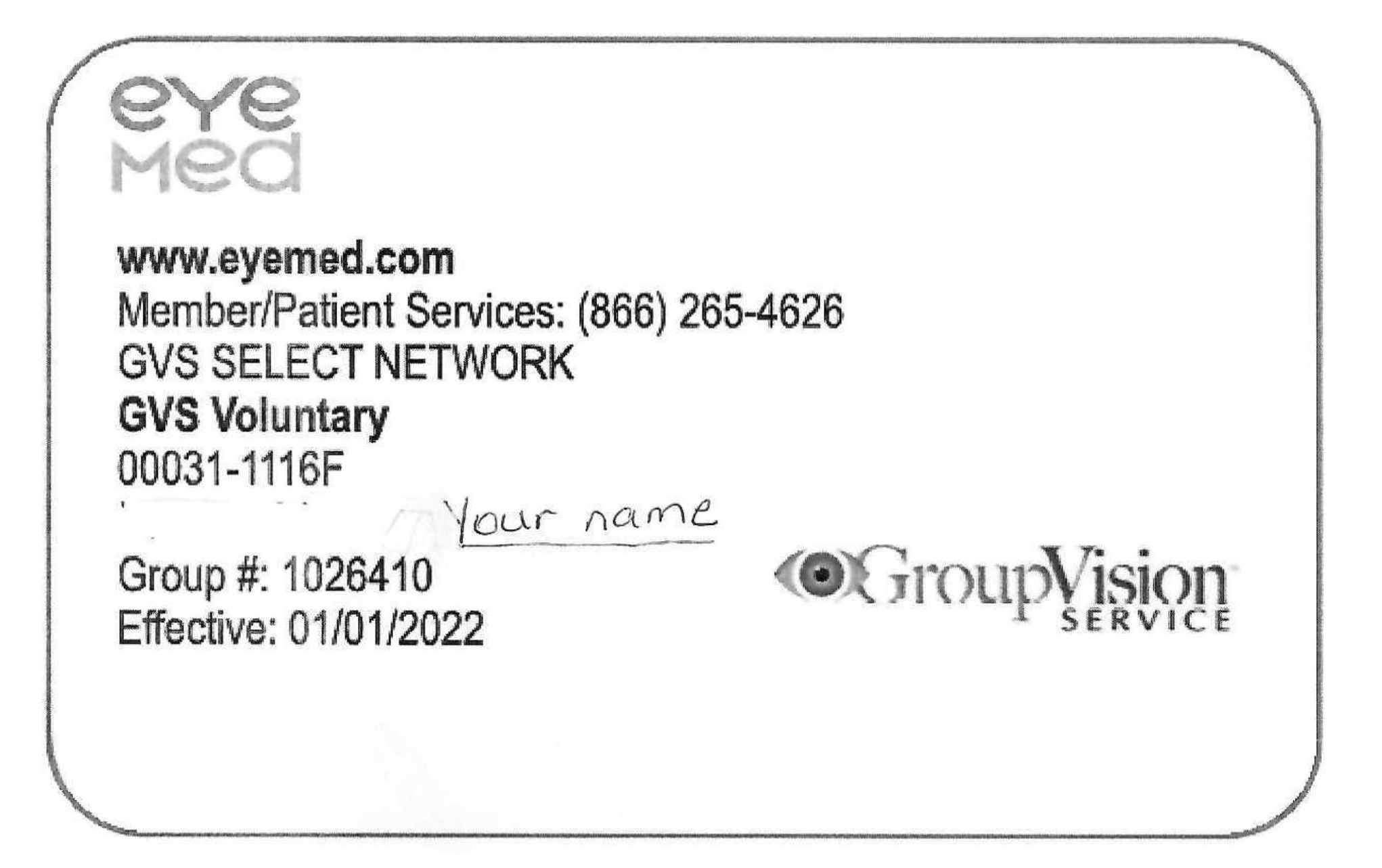Sample Vision Card